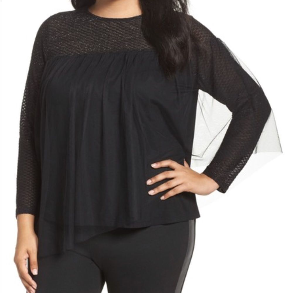 NWT lost ink plus size‎ top with metallic overlay
